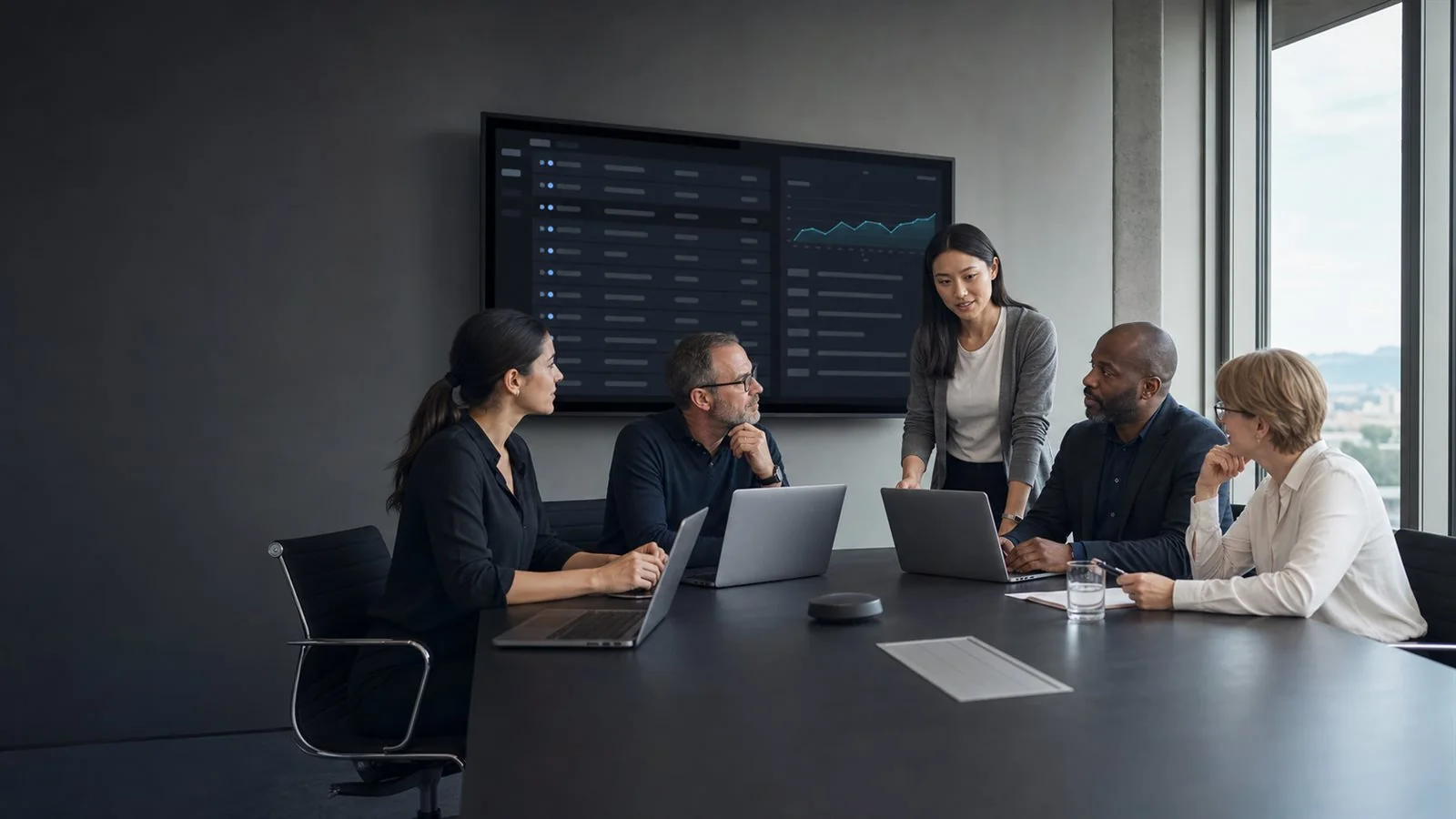 Business team managing email accounts at scale