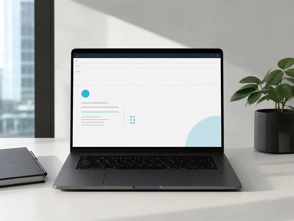 Custom-domain business email displayed on a laptop