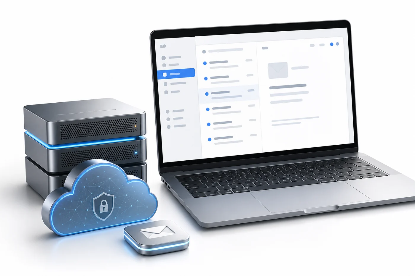Secure private business email and cloud hosting shown across premium devices